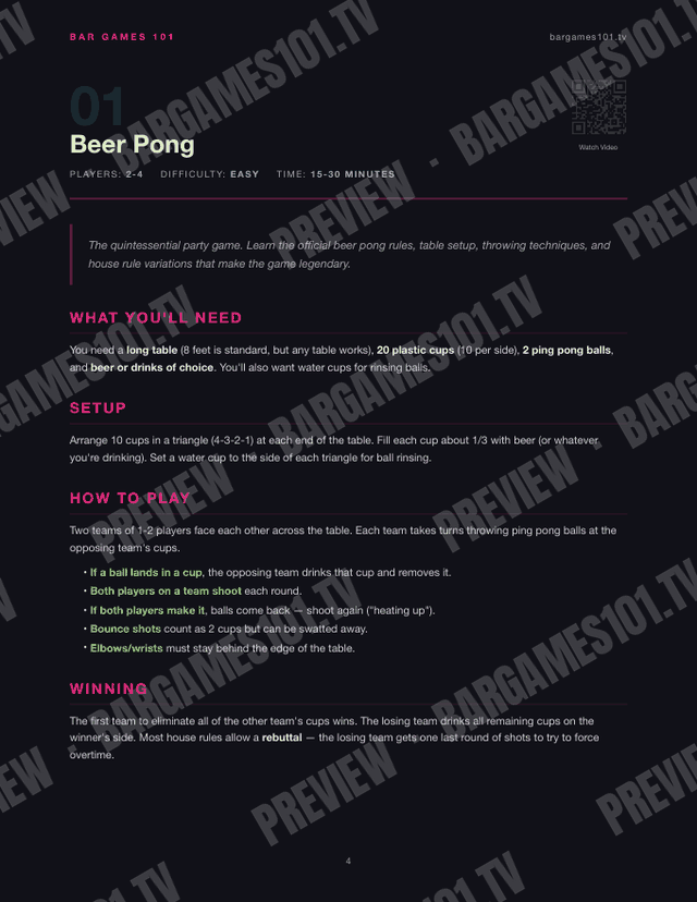 House Party Starter Kit preview: Beer Pong rules