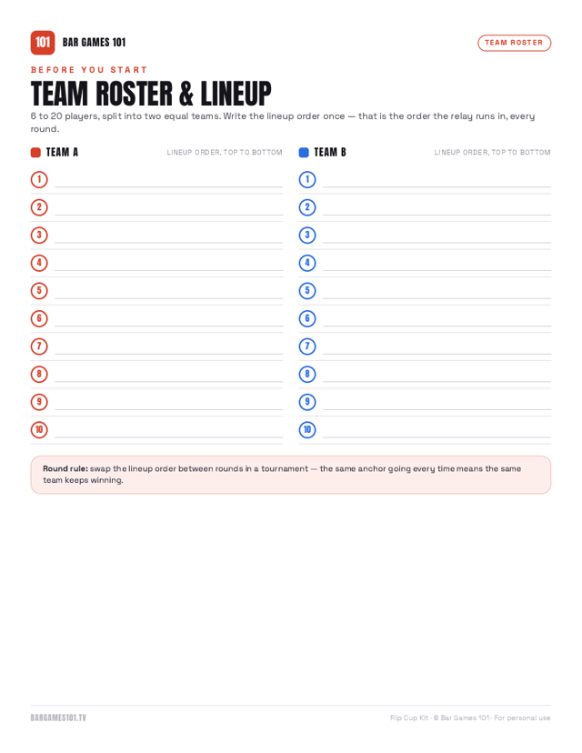 Flip Cup Kit preview — Team roster & lineup
